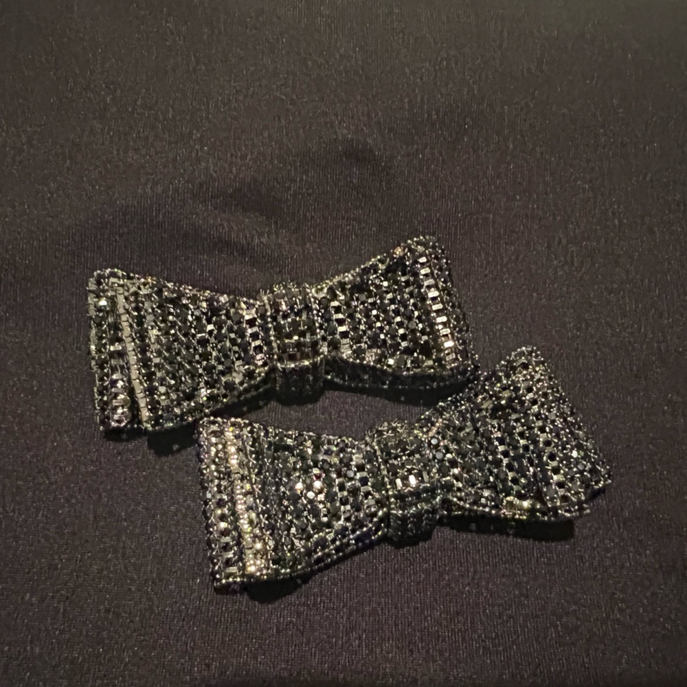 Aldo flat shoes clip on black sparkly bows